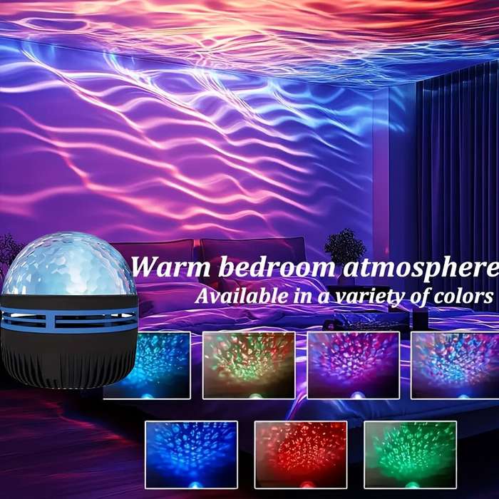#1 - LED Ocean Wave Projector LED Night Light USB Rechargeable Ripple Atmosphere Lamp for Bedroom, H