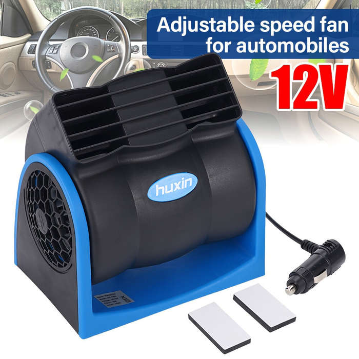 Black - 12V Universal Car Bladeless Air Conditioning Fan Car Silent Electric Fan Adjustable Speed Tu