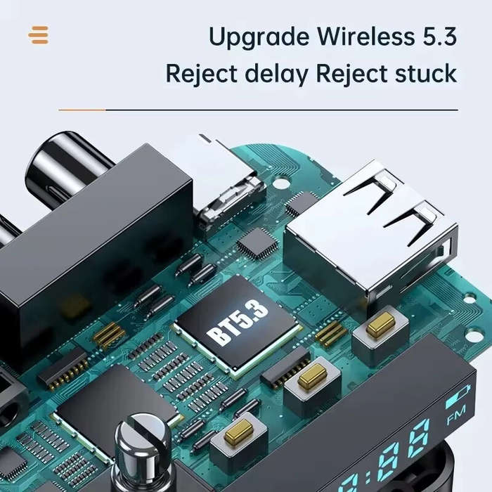 Black - C68 bluetooth Adapter Transmitter Receiver 2 In 1 with Digital Display AUX USB TF Card Suppo