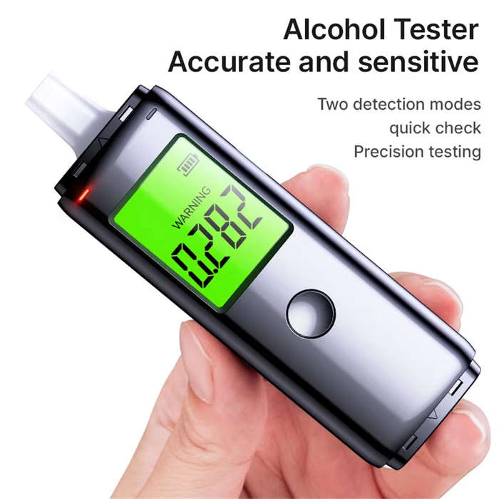 Black - Professional Breath Alcohol Tester 2.0-Inch LCD Display High Accuracy Breathalyzer Alcohol T