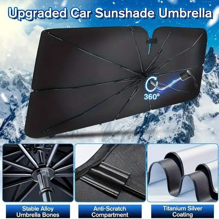 Silver - Car Sunshade Umbrella Front Windshield Retractable Sun Protection Heat Insulation Car Umbre