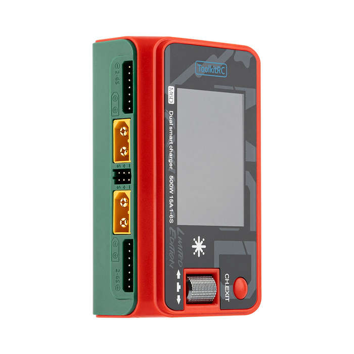 Xmas Red - ToolkitRC M6D Xmas Limited Edition 500W 15A DC Dual Channel with 2.4 Inch IPS LCD Screen