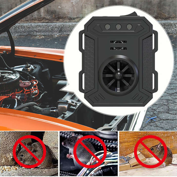 Black - Smart Car Rodent Repeller Engine Ultrasonic Pest Control Intelligent Car Mouse Repellent Car