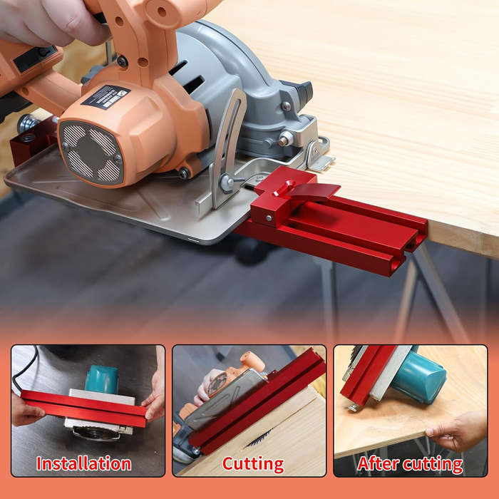 Red - Circular Saw Guide Rail Aluminum Alloy Adjustable Base Compatible with 4 Inch Marble Cutter Pr