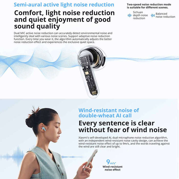 White - Xiaomi Redmi Buds 6S TWS bluetooth Earbuds ANC Earphone Dual Mic AI Call Noise Cancelling 14