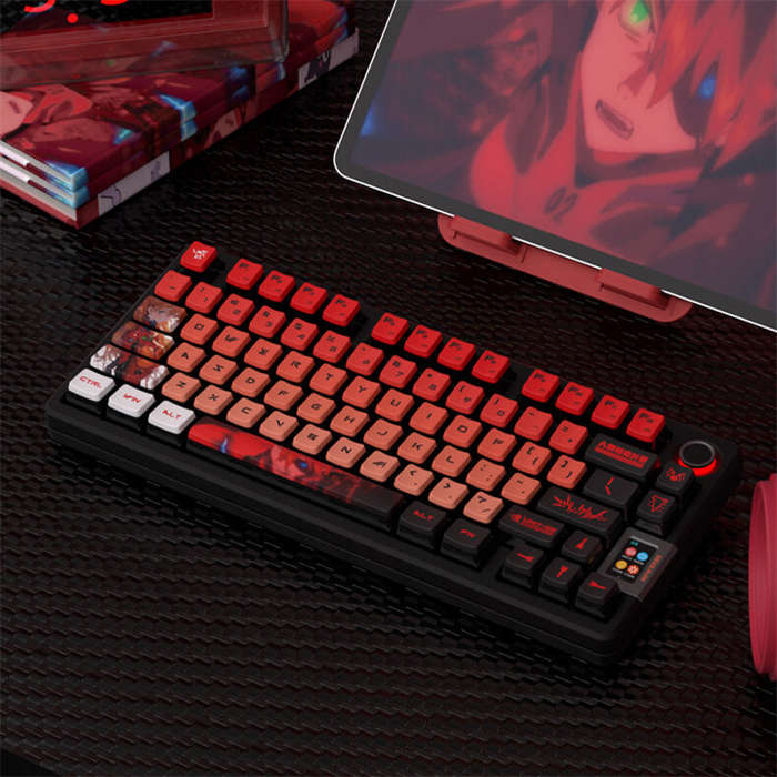 Red - SPYSELF 122 Keys EVA Asuka PBT Pudding Keycap Set OEM Profile Five-sided Sublimation Transluce