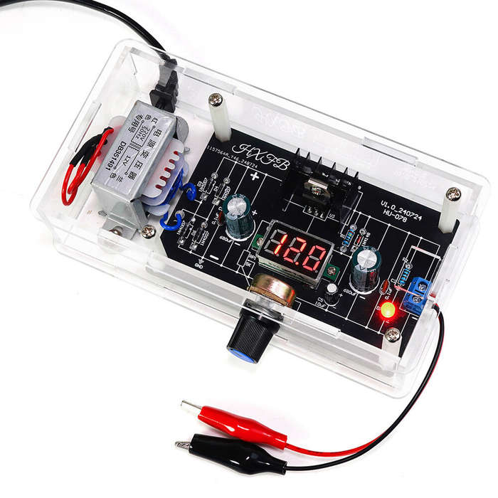 US 110V - DIY LM317 Adjustable Voltage Regulator 1.25V-12V 2W Power Supply Kit with Digital Display