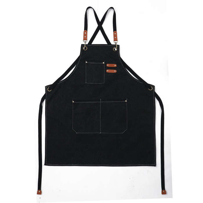 Black - Premium Canvas Apron Universal Fit 76x68cm Pure Cotton Durable Waterproof Ideal for Woodwork