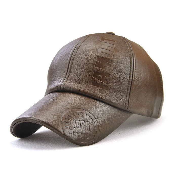 Black - Collrown Fashion Baseball Cap Outdoor Men's Adjustable PU Leather Hat Letters Embossed Casua