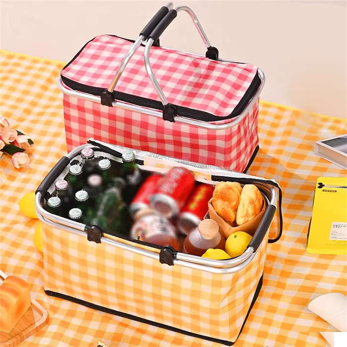 Yellow - IPRee Folding Basket Picnic Basket Outdoor Handheld Basket Insulation Box Household Superma