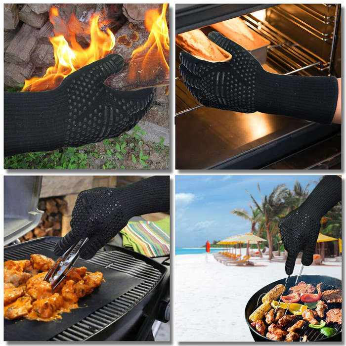 2PCS - Heat Resistant BBQ Gloves Multi-purpose Grilling Gloves 1472 F Heat Resistant Grilling Gloves