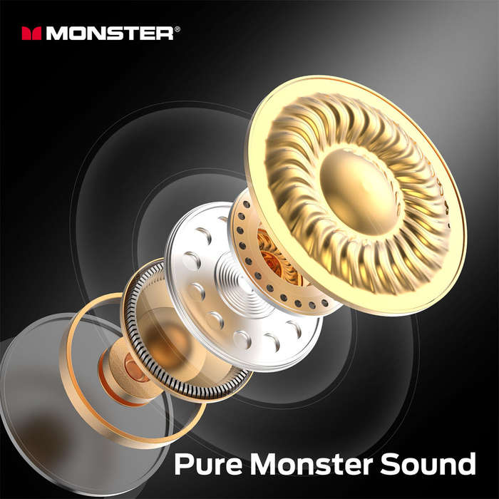 Black - MONSTER N-Lite 208 TWS Earbuds Wireless bluetooth 5.4 Earphone 13mm Driver AAC Audio ENC Cal