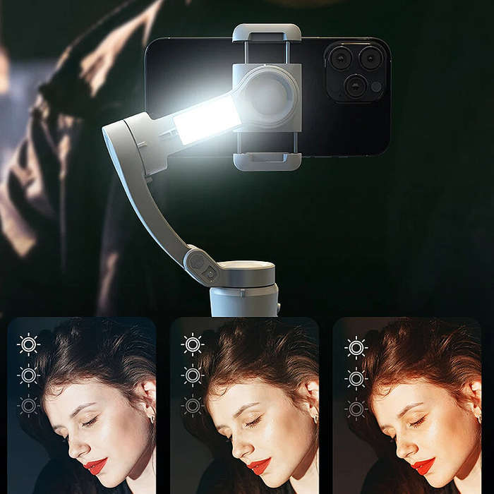 TOKQI M01 3-Axis Gimbal Stabilizer with Filling Light Anti-shake Handheld Smartphone Gimbal with Fol