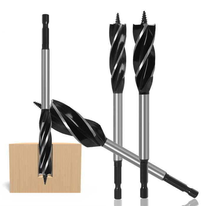 6Pcs - LAVIE 6PCS 6.35mm Shank Twist Bit Auger Drill Bits 4 Flutes Drilling Cut 10-20mm Cutting Diam