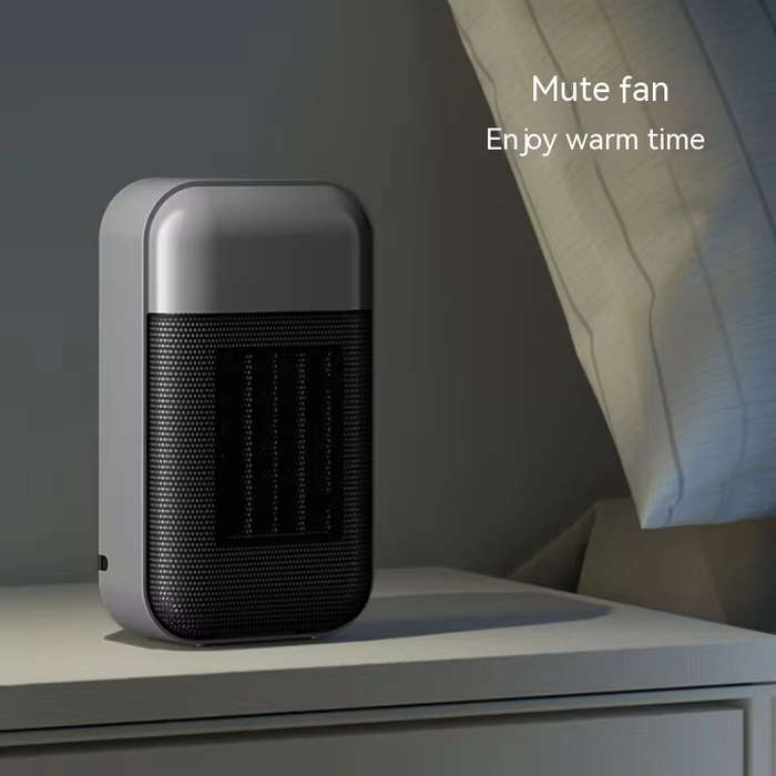 Grey - Portable Heater 500W PTC Heating Technology Intelligent Switch Compact Size Desktop Heater fo