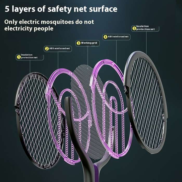Purple - 2 In 1 Adjustable Angle Electric Mosquito Swatter Mosquito Swatter Rotatable Foldable Elect