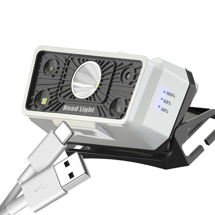Black - USB Rechargeable Powerful Sensor Headlamp Fishing Camping Head Flashlight 5 Mode Waterproof