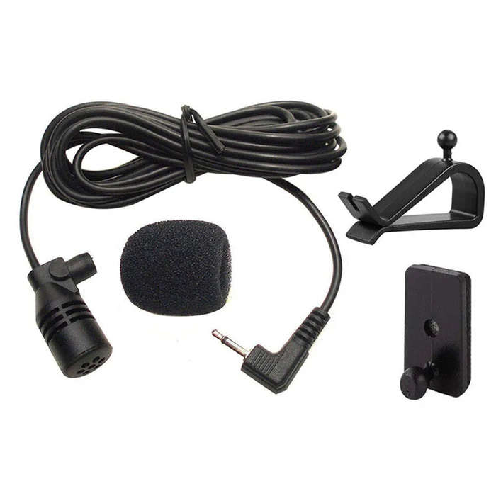 Black - Car Audio Microphone 3 Meters 2.5mm Jack Plug External Microphone Dual Mounting Options for