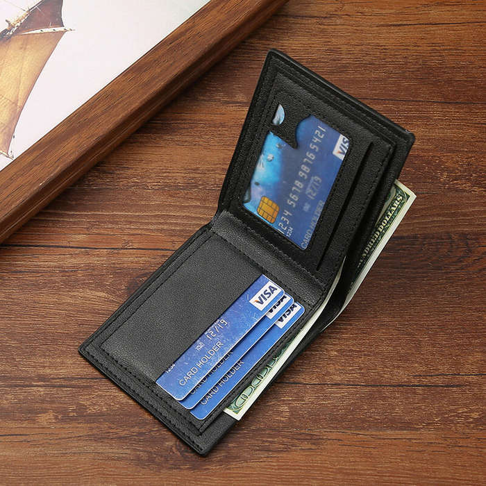 Coffee - Men Short Wallet Business Casual Soft Leather Wallet Classic Retro Horizontal Wallet Large
