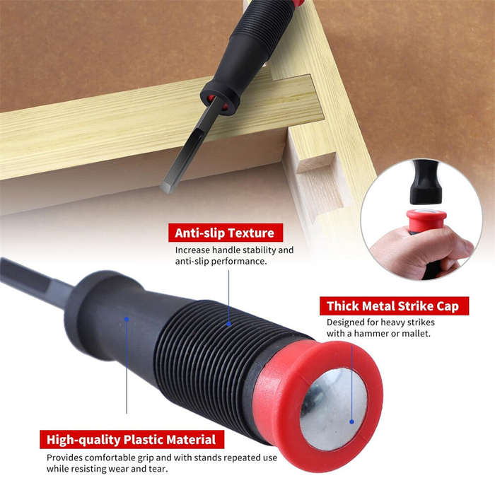 Red - 90 Right Angle Corner Chisel Mortise Chisel High Carbon Steel Blade Plastic Handle 2.76 Inch D