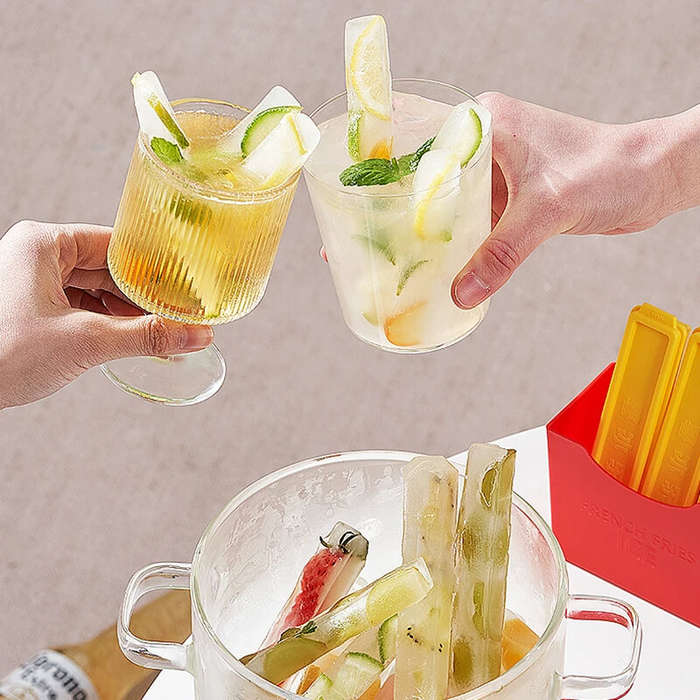 Yellow - French Fries Long Frozen Ice Cube Mold Household Food Grade Ice Tray Ice Making Artifact Po