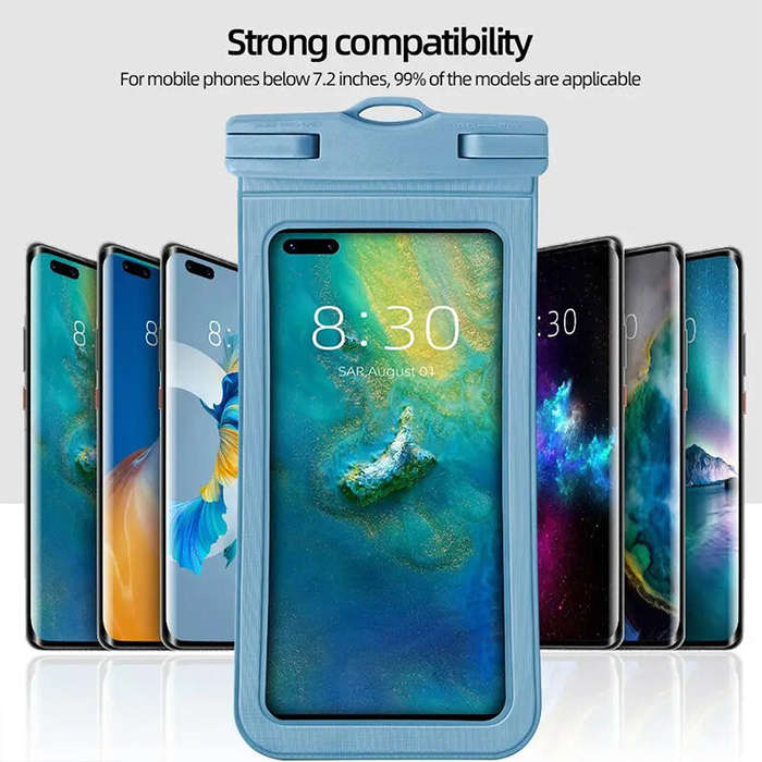 Pink - 0.3MM Ultra Thin Transparent 30M Waterproof Phone Bag Reusable Sealed Cell Phone Pouch Case f