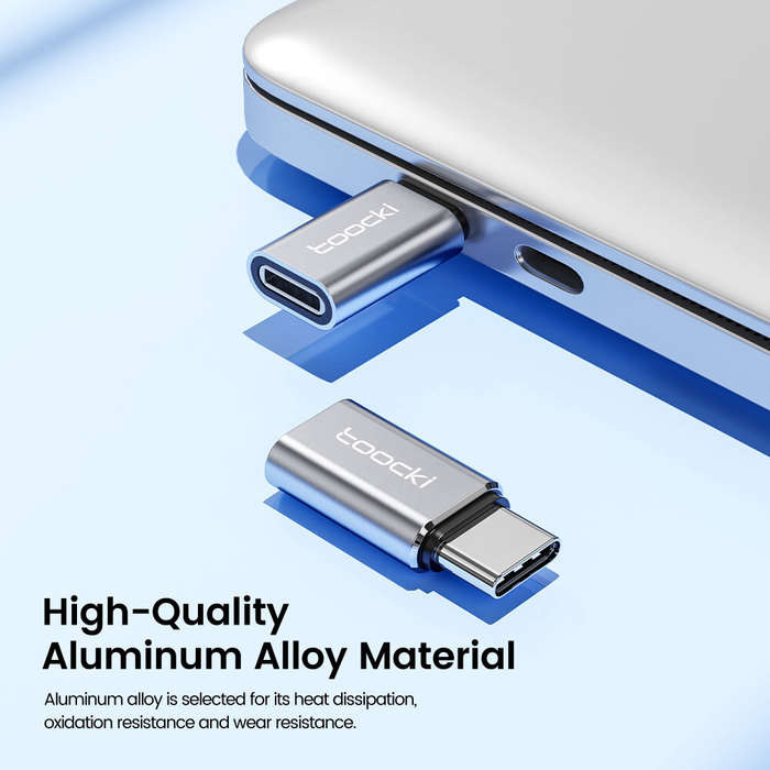 Grey - Toocki Z9 Type-C Male to iP Female Aluminum Alloy Adapter Converter for Phone Computer Laptop