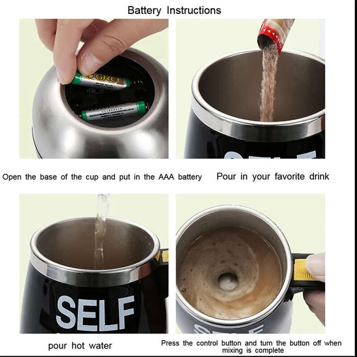 Pink - IPRee 400ml Automatic Self Stirring Magnetic Mug 304 Stainless Steel Coffee Milk Mixing Cup C