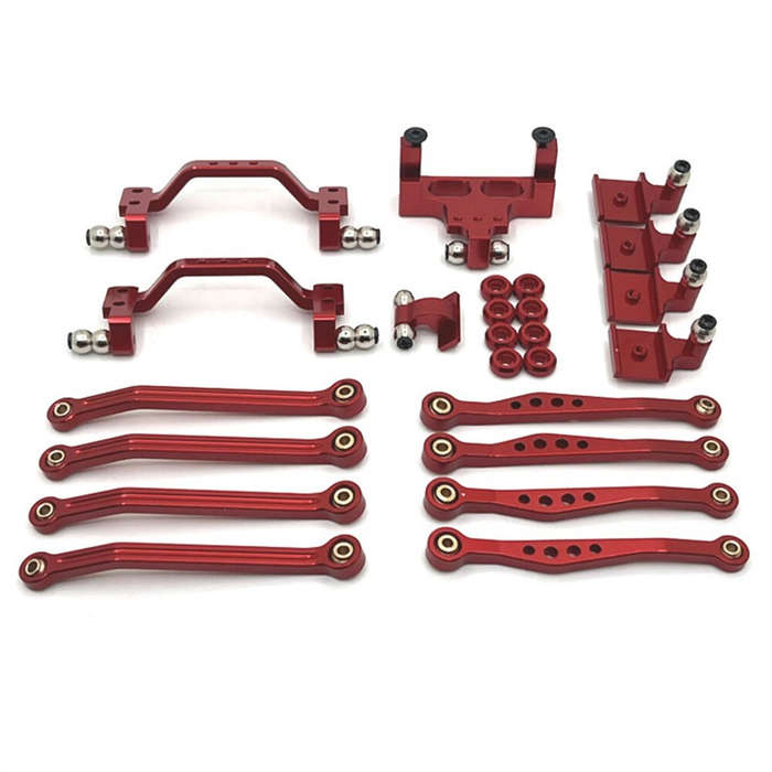 Red - Upgraded Metal Part For WPL 1/16 C54 C54-1 C64-1 C74 C74-1 RC Car Pedal Tie Rod Shock Absorber
