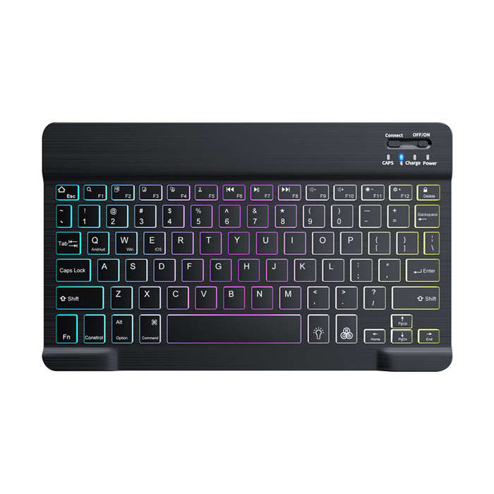 Black - RGB bluetooth Keyboard and Mouse Kit for Phone Tablet Laptop Portable Rechargeable Keyboard
