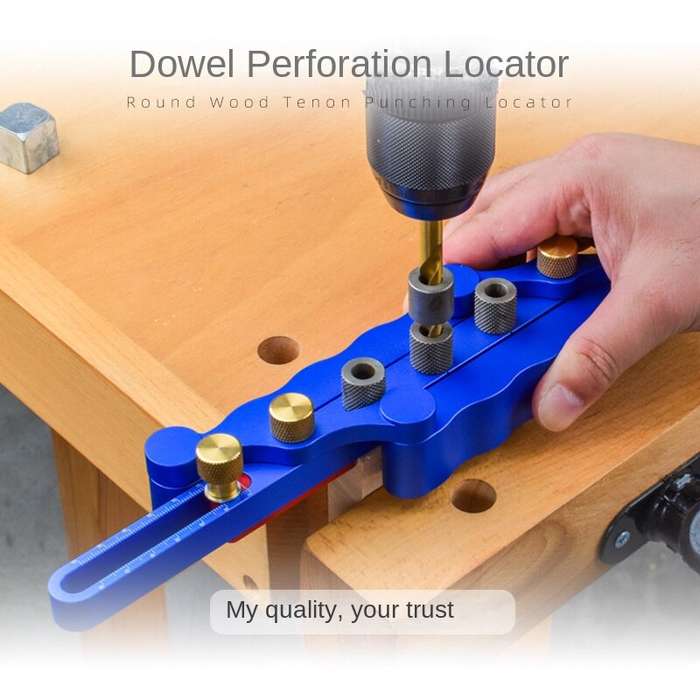 Blue - FONSON TOOLS Self Centering Doweling Jig Punch Locator Kit with 6mm 8mm and 10mm Drill Sleeve
