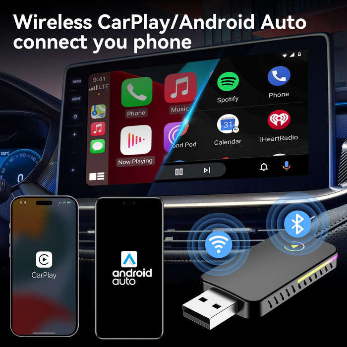 Black - 2 In 1 Carplay Box Original Car Machine Carplay to Wireless Android Auto Carplay