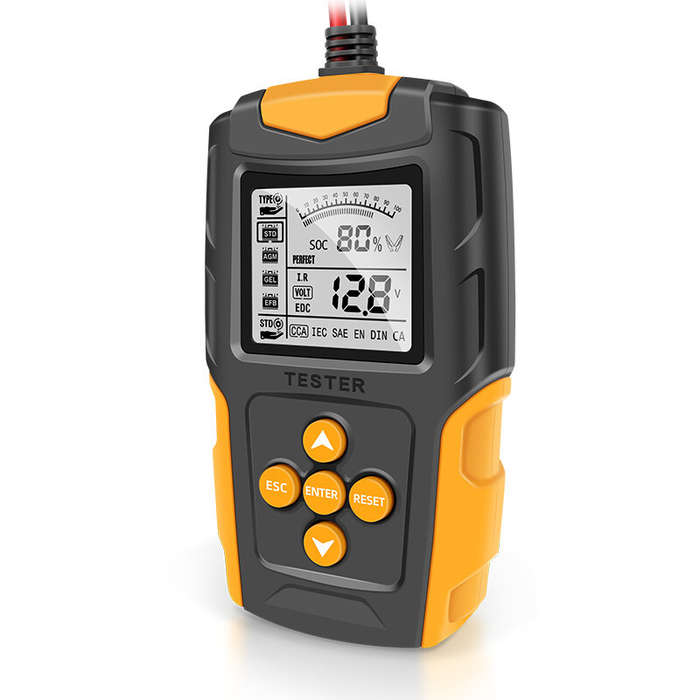Yellow - 12V 24V 8-30V Car Battery Tester LCD Battery Analyzer Test Tool Digital Analyzer Tester for