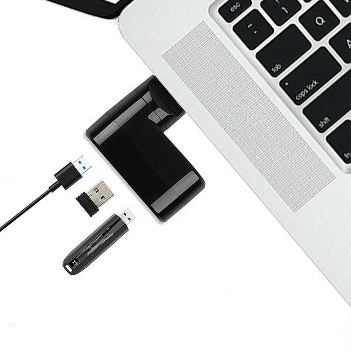 Black - Bakeey 3 in 1 USB3.0 Hub Docking Station USB Adapter with USB2.0 USB3.0 for PC Laptop Matebo