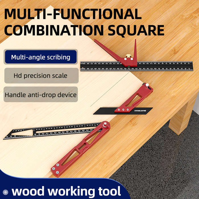 Red - ENJOYWOOD 3PCS Multi-angle Measuring Ruler Square Ruler Metric and Imperial Scale Woodworking