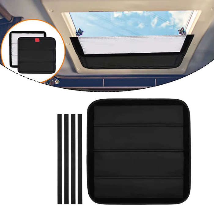 Black - 41 x 41 cm RV Skylight Sunshade Foldable RV Roof Reflective Shading Pad RV Insulated Sunshad