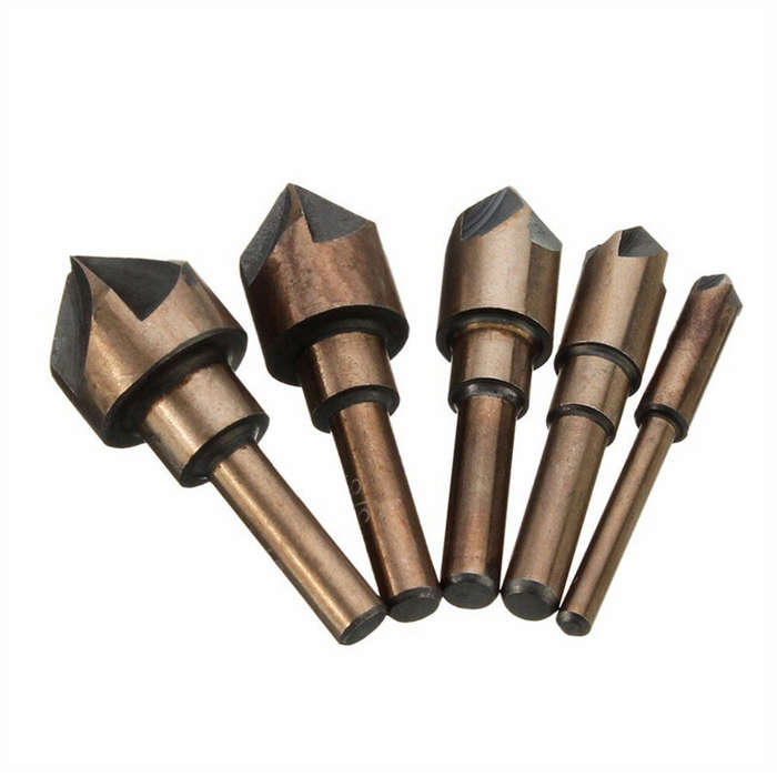 5PCS Countersink Tool Bit Set Includes 1/4" 3/8" 1/2" 5/8" 3/4" Drills Perfect for Woodworking Soft