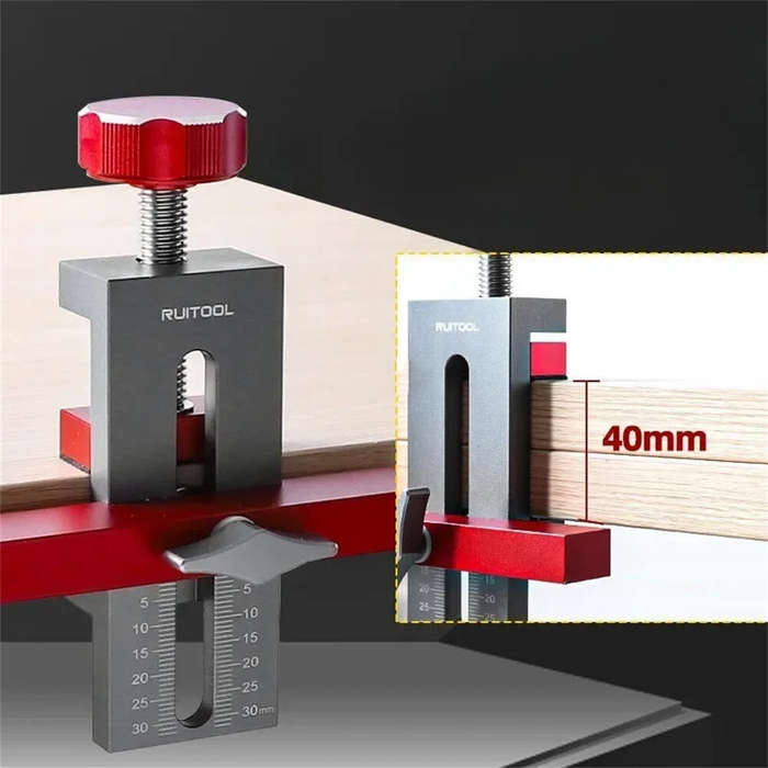 Red - RUITOOL Cabinet Door Mounting Jig Aluminum Alloy Installation Positioner Cabinet Hardware Jig