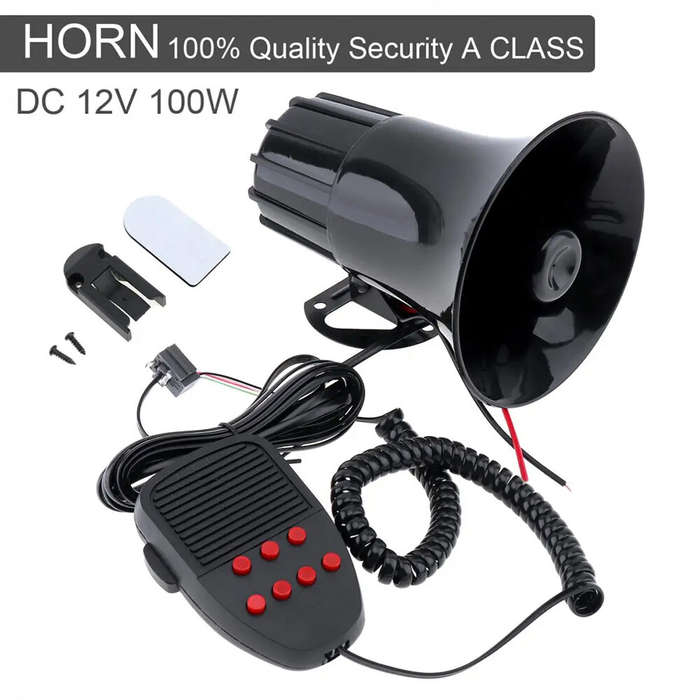 24V - 100W 7 Sound 12V 24V Car Police Vehicle Number Plate with Remote Control Warning Siren Horn fo
