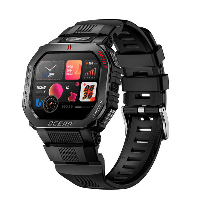 Gold - LOKMAT OCEAN GT 1.75-inch HD Screen Flashlight Compass AI Voice Assistant 3ATM Waterproof blu