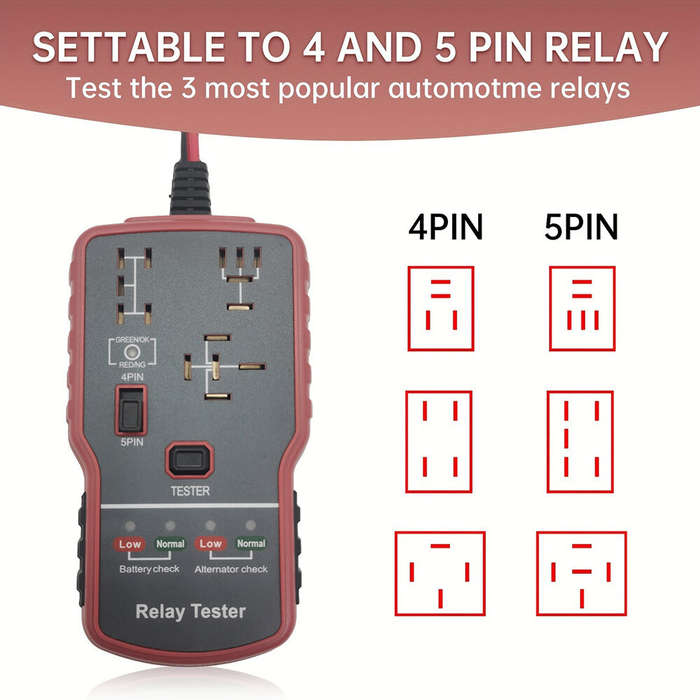 Red - 12V LED Car Battery & Relay Tester Quick Diagnostic Tool for Automotive Electrical Problems Su
