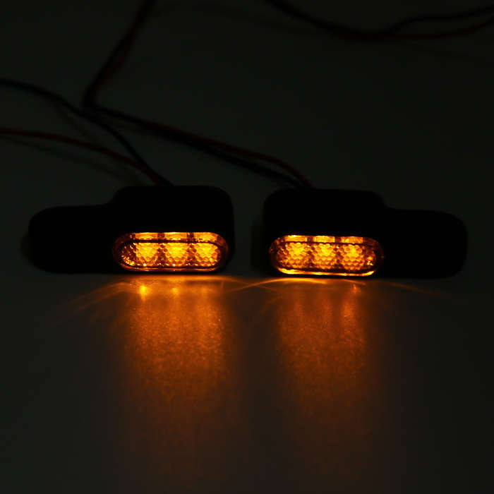 Silver - 2pcs 12V Motorcycle LED Turn Signal Indicators Light Handlebar Mount Amber Aluminum Alloy