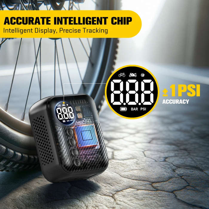 Black - Carsun 150Psi Portable Bike Electric Air Pump Fast Rechargeable LED Digital Gauge Tire Infla