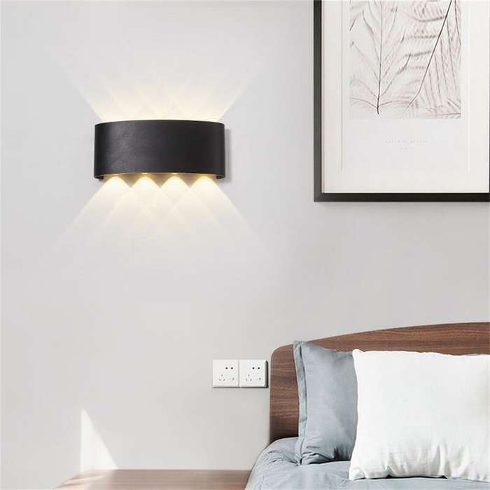 Black - Outdoor Garden Wall Lighting LED Waterproof Up Down AC85-265V Modern Lamp for Bedroom Living