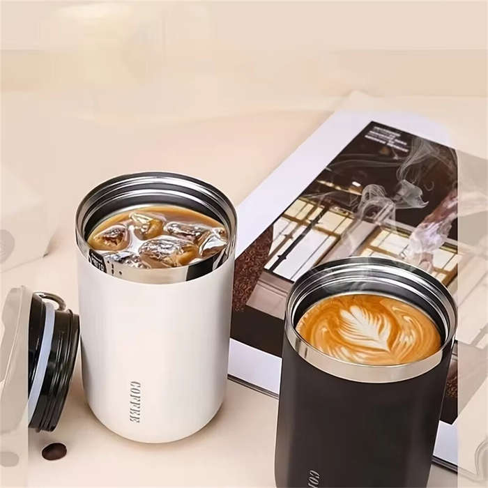 Black - IPRee 350ml Stainless Steel Insulated Cups Portable Double Wall Vacuum Flask Coffee Mug with