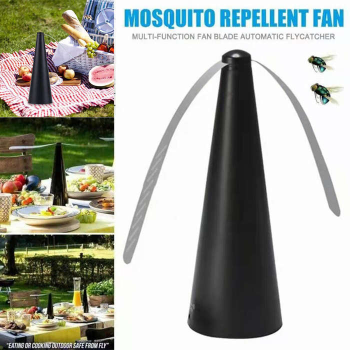 Black - Outdoor Multifunctional Fan Blade Fly Repellent Battery Mosquito Repellent Fly Repellent Art