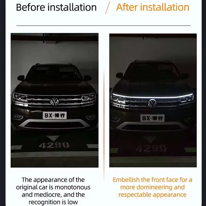 White - 1.8m Daytime Running Lights LED Decorative Strip Car Hood Decorative Light Strip for Grill H