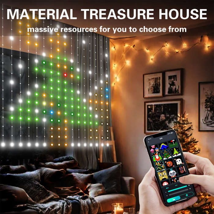 #A - iDeal LED Control Intelligent Colorful Point Control Curtain Light 160x160cm Smart Curtain Lamp