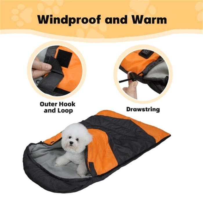 Yellow - IPRee Outdoor Pet Dog Sleeping Bag Adjustable Temperature Heating Dog Bed Camping Pet Warm