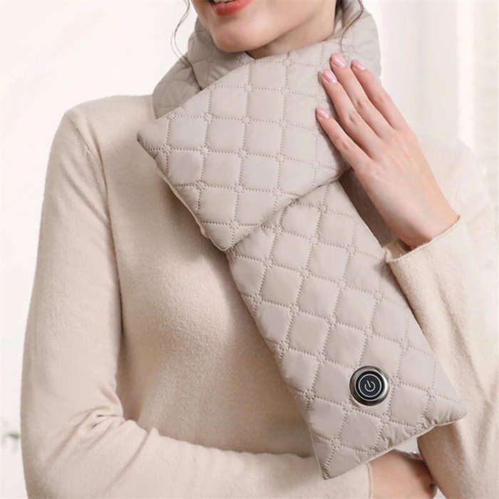 Beige - TENGOO Heating Scarf Waist Belly Warmer 3 Levels Control Warming Neck Scarf USB Powered Elec